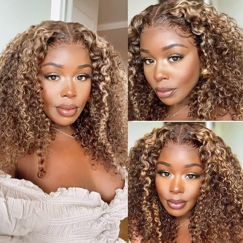 Julia Hair Wear Go Pre Cut Lace Highlight Blonde Jerry Curly Glueless Wig