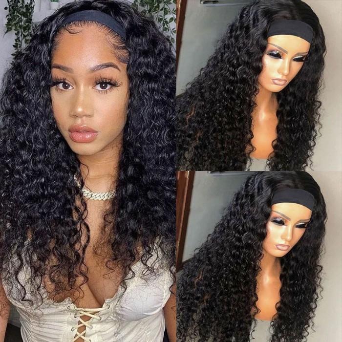 Julia Hair Headband Wigs Human Hair Water Wave Hair Wig No Leave Out No